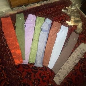 Gymshark Leggings in Red, Green, Purple, Blue, and Brown